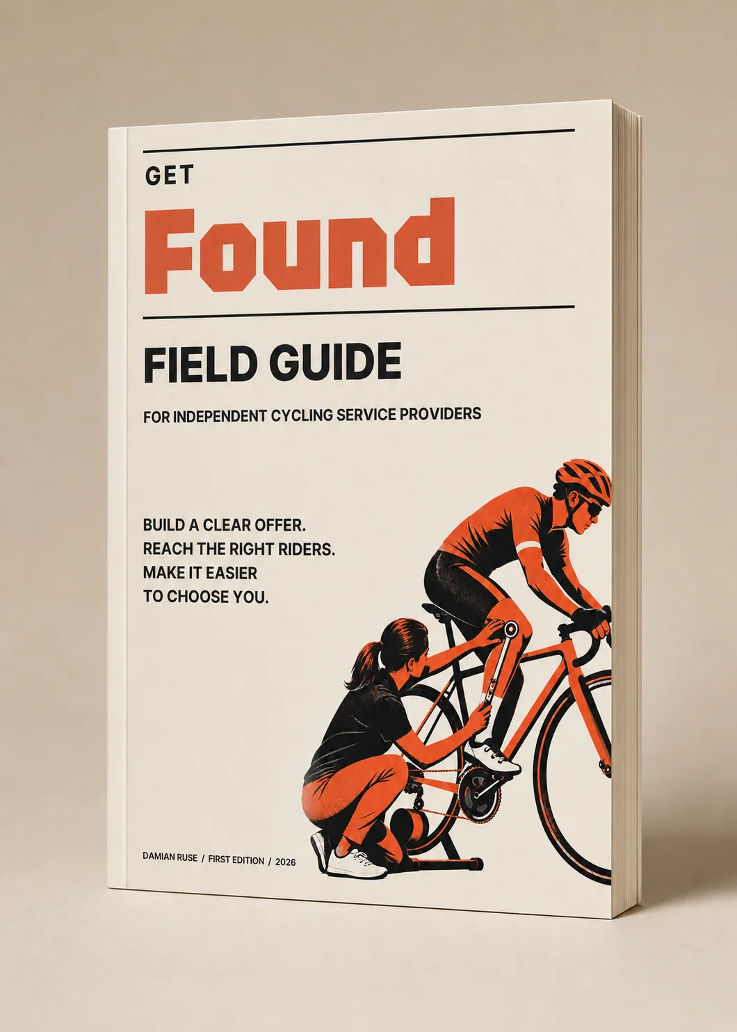 Get Found Field Guide for independent cycling service providers shown as a printed book